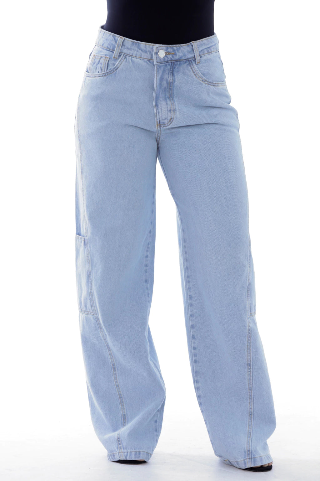 Calça Jeans com Bolsos Laterais